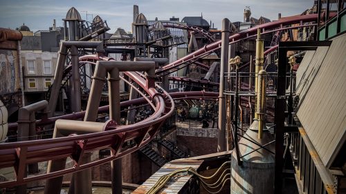 Blick auf das Steampunk-Viertel Rookburgh